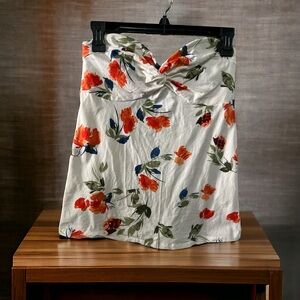 Strapless cotton floral shirt